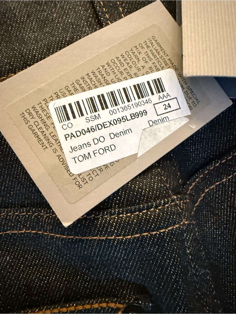 NWT TOM FORD Exposed Zip Skinny Jeans Black TF Logo Size 24 - Picture 2 of 12